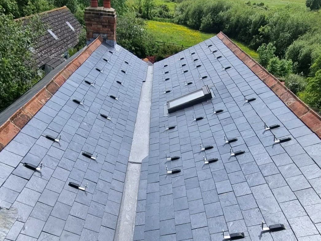 Finished natural slate roof